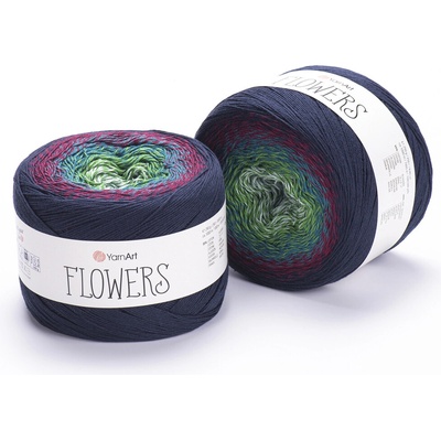 Yarn Art příze Flowers 266 zelená, vínová, tmavě modrá