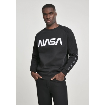 Mister Tee pánska mikina NASA Wormlogo Rocket Tape Crewneck black