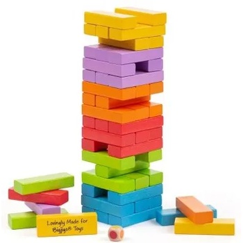 Image 1 of Bigjigs Toys - Дървена цветна кула за подреждане - Дженга (BJ695)