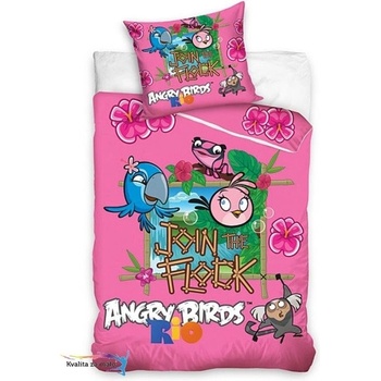 Carbotex Obliečky Angry Birdružová bavlna 140x200 70x80