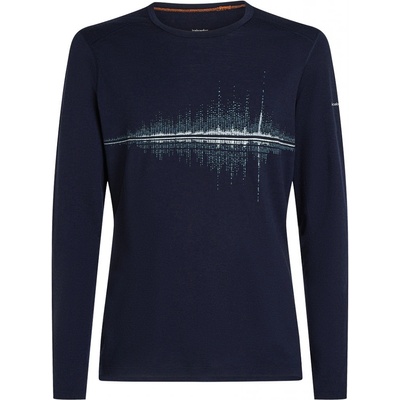Icebreaker Mens Merino 200 Oasis LS Crewe Snow Wave Midnight Navy
