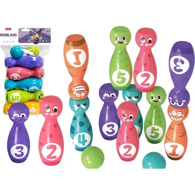 mamido Sada na bowling farebné gule s tvárou 10 ks