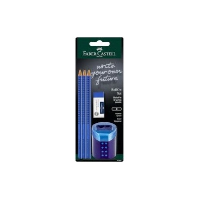 Faber-Castell Моливи 3 броя Grip 2001 B с гума Dust Free и острилка