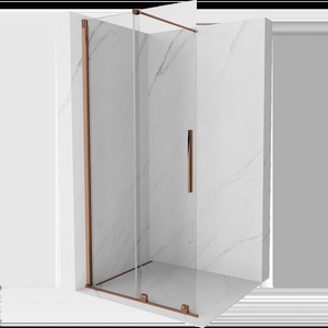 Mexen Velar плъзгаща се душ стена Walk-in 100 x 200 см, прозрачна 8 мм, розово злато (871-100-000-03-60)