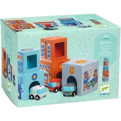 DJECO Игрален комплект Djeco - Кубчета и колички (DJ09120)