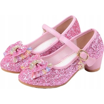 Sandále balerínky trblietavé pre dievčatko ružové