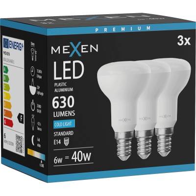 Mexen Nova 3x LED крушка E14, R50, 6W, Студена - 6500K, 630 lm - L103-E14-0665-01x03 (L103-E14-0665-01x03)