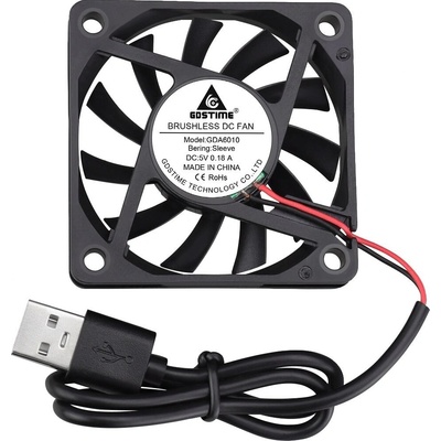GDSTIME Ventilátor 60x60x10mm, 5V DC s USB konektorom