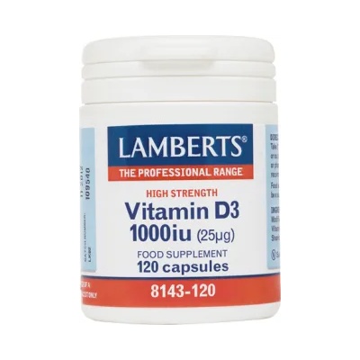 LAMBERTS Хранителна добавка витамин D 25mg, Lamberts Vitamin D3 1000 IU 25ug 120 caps