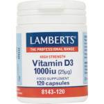 LAMBERTS Хранителна добавка витамин D 25mg, Lamberts Vitamin D3 1000 IU 25ug 120 caps
