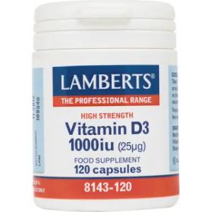 LAMBERTS Хранителна добавка витамин D 25mg, Lamberts Vitamin D3 1000 IU 25ug 120 caps