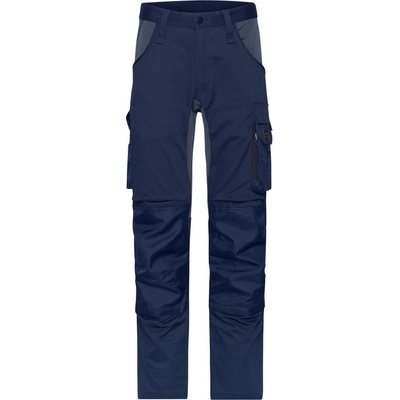 James & Nicholson kalhoty JN 1812 Slim Line do pasu strečové Navy/šedá