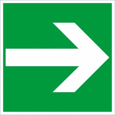 Piktogram Smer na dosiahnutie bezpečia vpravo - 50x50 mm, Pastová tabuľka 0,5 mm