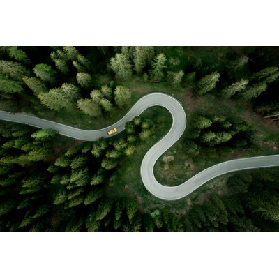 Plakát, Obraz - Aerial view of car traveling on, Roberto Moiola / Sysaworld, 40 × 26.7 cm