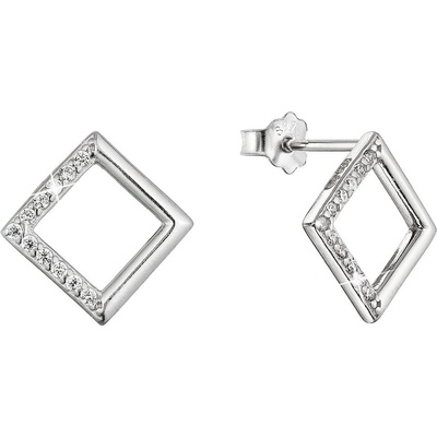 Pavona stříbrné náušnice kosočtverečky se zirkony 11527.1 crystal