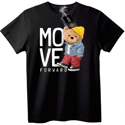 NOONEBRAND Тениска Мечка Напредвай - XS, Black