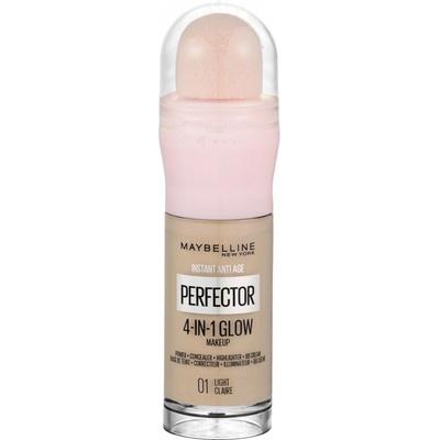 Maybelline Instant Age Rewind Perfector 4-In-1 Glow rozjasňující tekutý make-up s houbičkou 01 Light 20 ml