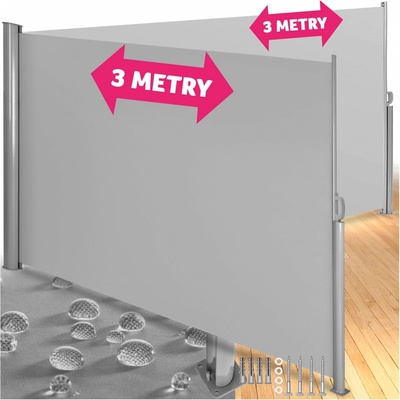 tectake 402331 oboustranná markýza výsuvná s rolovacím mechanismem - 160 x 600 cm,šedá