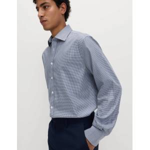 Marks & Spencer Риза Ultimate нормален фасон от памук с немачкаща обработка Marks & Spencer морско синьо Marks & Spencer | Sin | МЪЖЕ | 15.5