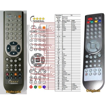 GENERAL MASCOM MC1320 PVR - съвместимо дистанционно управление на марката General (MC1320 PVR)