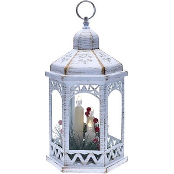 Solight LED vianočný lampáš biely 33cm 3x LED sviečka 3x AAA 1V266