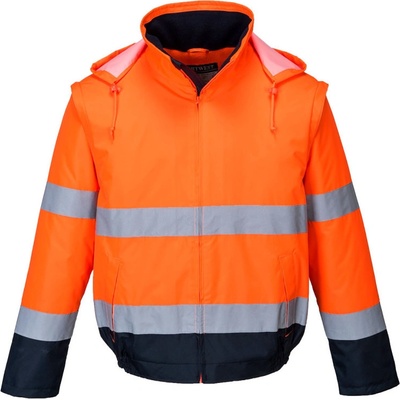 Portwest bunda Essential 2v1 C464 odnímatelné rukávy reflexní Oranžovo navy
