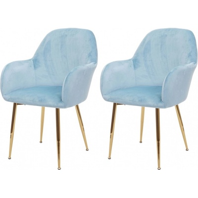 Design Shop F18 samet zlatá podnož Modrá 2 ks