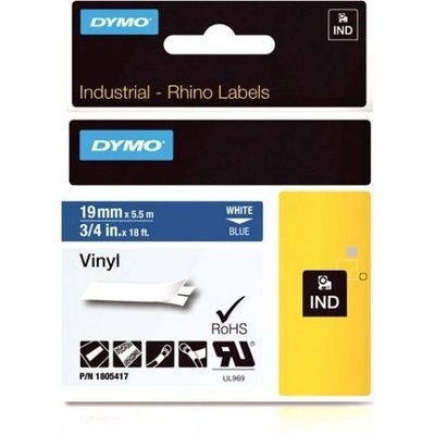 DYMO 1805417 Rhino, 19mm x 5, 5m, бял печат/син фон, оригинална лента (1805417)