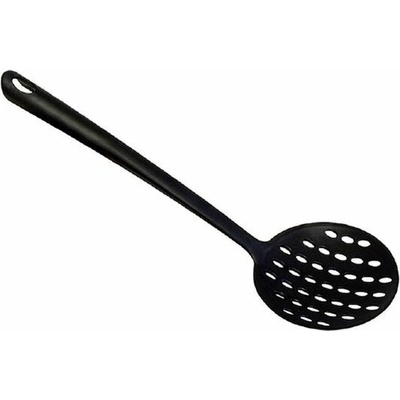 lžíce d11x34cm děrov., pěnov., černá, do 210°C, PP, plast