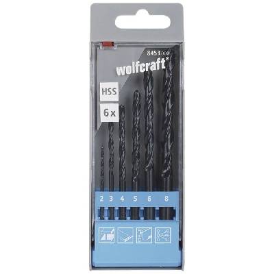 Wolfcraft 8453000 HSS sada špirálových vrtákov do kovu, 6-dielna, valcované za tepla, valcová stopka, 1 sada; 8453000
