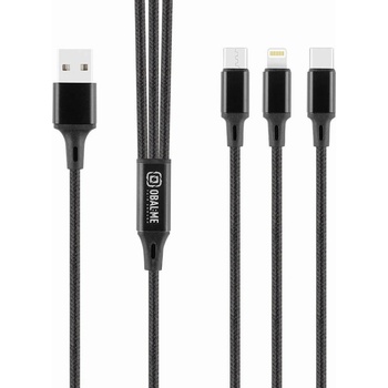 JOYROOM Универсален USB-A кабел с Lightning, microUSB и USB-C конектори (120 см) - OBALME AllConnect 3-in-1 USB-A Fast Charging Cable 12W (черен) (OM18CLMBL)