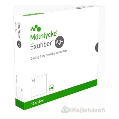 Exufiber Ag+ 10 x 10 cm krytie na rany hydrovláknité 10 ks