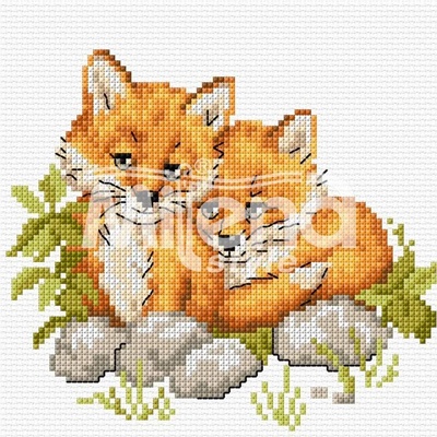 Milena Style Малки лисичета - гоблен със схема