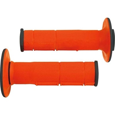RTECH gripy Racing dvojvrstvové, mäkké, oranžovo-čierne, pár, dĺžka 116 mm