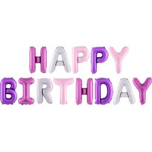 PartyDeco Балон от фолио - надпис Happy Birthday