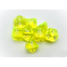 Sada 8 kostek Chessex Lab Dice průhledná žlutá/bílá 30061