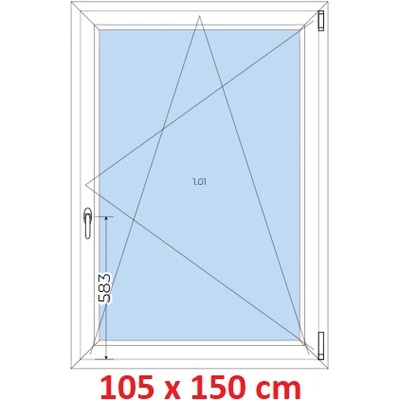 Soft Plastové okno 1050 x 1500 mm otevíravé a sklopné Antracit struktura/bílá levé