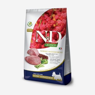 N&D Quinoa Dog Adult Mini Grain Free Weight Management Lamb Broccoli & Asparagus 2,5 kg