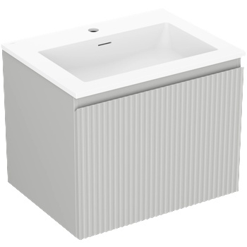 Mexen Rivel шкаф за баня 60 см с мивка Otis, 1 чекмедже, оребрена, сива мат/бяла мат - 91A20-06047-1-BF62-W18M01 (91A20-06047-1-BF62-W18M01)