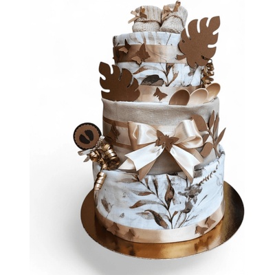 BabyDort třípatrový plenkový dort pro miminko EUKALYPTUS – Zboží Mobilmania