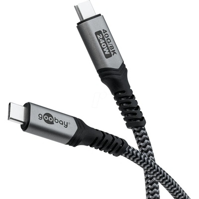 Goobay 74213 USB 4.0, USB C vidlice,z obou stran, 1,8m, černý, šedý