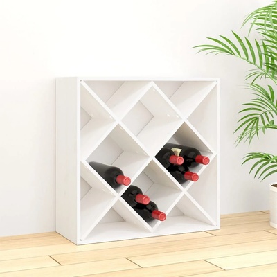 vidaXL Шкаф за вино, бял, 62x25x62 см, борово дърво масив (821543)