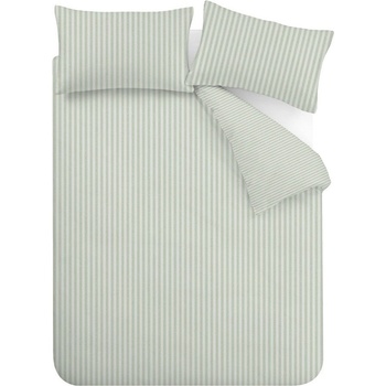 Catherine Lansfield Зелено двойно /удължено 3 части спално бельо 230x220 cm Epping Textured Stripe - Catherine Lansfield (BD/61527/W/KQS/GR)