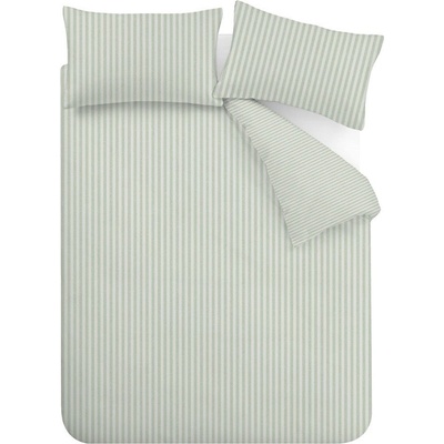 Catherine Lansfield Зелено двойно /удължено 3 части спално бельо 230x220 cm Epping Textured Stripe - Catherine Lansfield (BD/61527/W/KQS/GR)