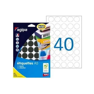 Etikety kruhové 24mm Agipa A5 čierne