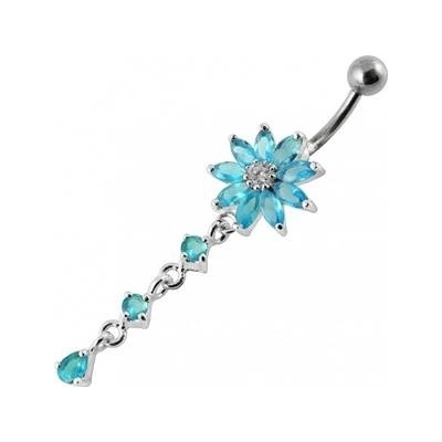Šperky4U stříbrný piercing do pupíku kytička BP01119-Q