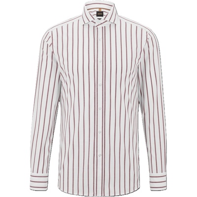 HUGO BOSS Men's T-Hays-Spread-C1-232 Plain Long-Sleeve Shirt - Dark Red