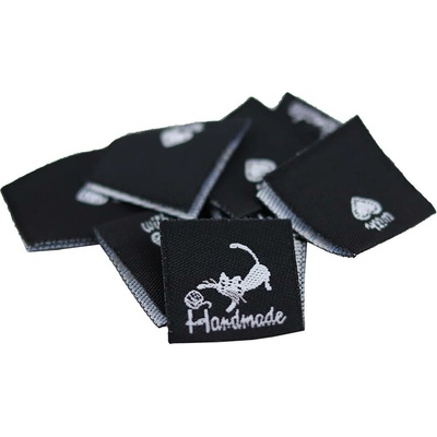 Pro Háčkování Látková cedulka Handmade černá s kočičkou