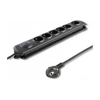 Qoltec anti-surge power strip | 6 sockets | 5m | Black