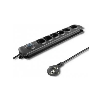Qoltec anti-surge power strip | 6 sockets | 5m | Black